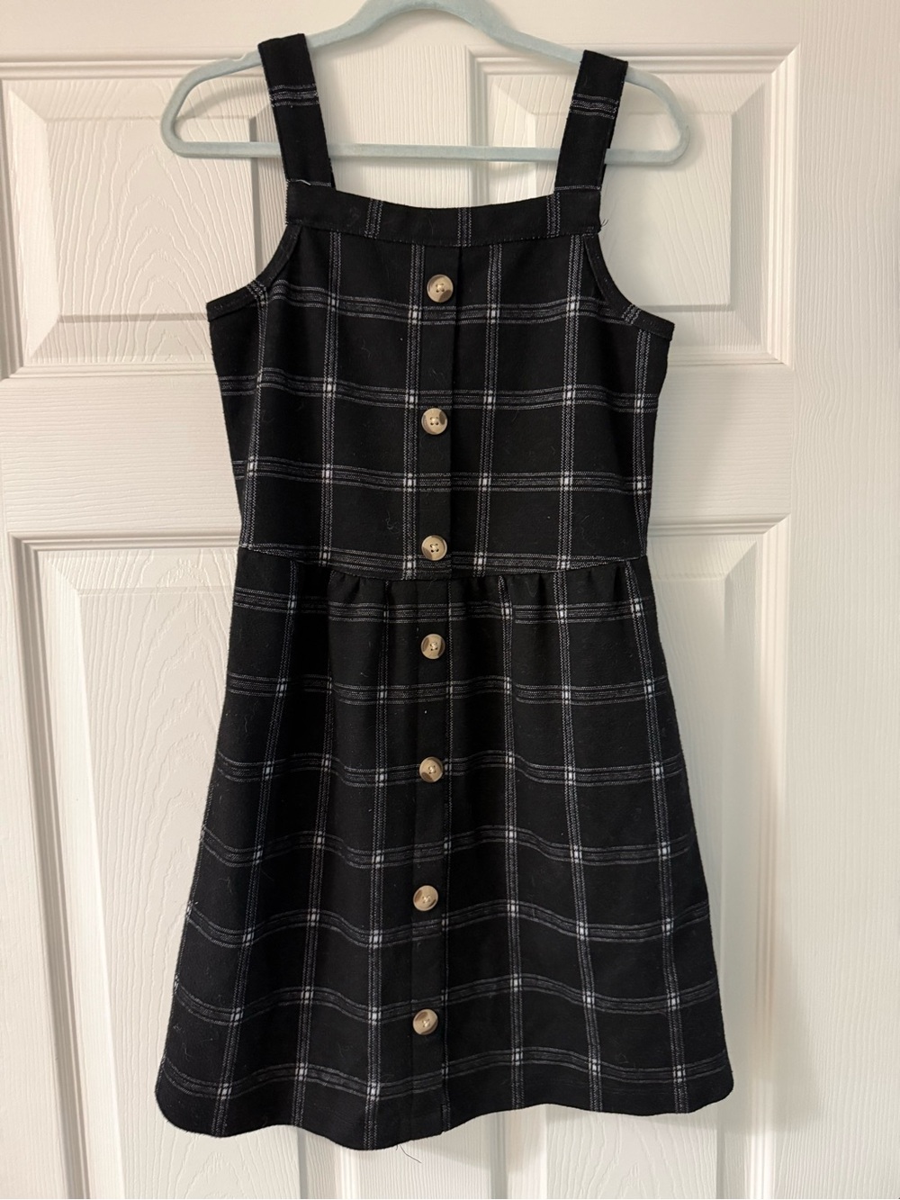 Abercrombie Kids Girls Black Plaid Button-Front Dress